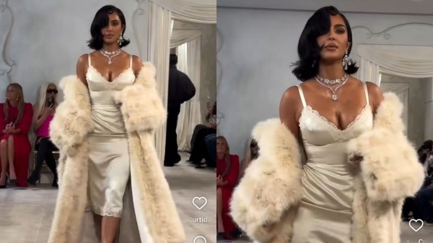 Kim Kardashian desfila para a Balenciaga na semana de alta-costura (Foto: Reprodução/Instagram)