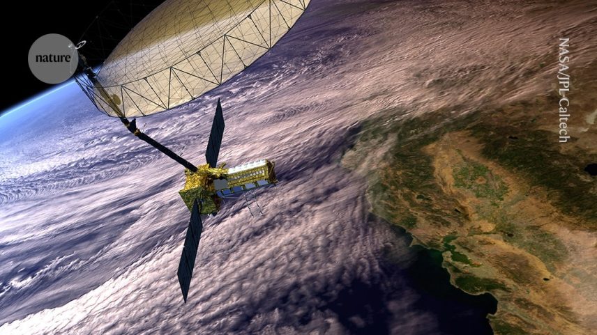 O satélite NISAR (ilustração artística) medirá deslocamentos físicos na superfície da Terra que são tão pequenos quanto um centímetro. (Foto: NASA/JPL-Caltech)