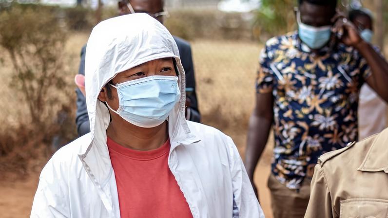 Yunhua Lin, left, at the court in Malawi in 2021. Image courtesy of Environmental Investigation Agency (EIA).