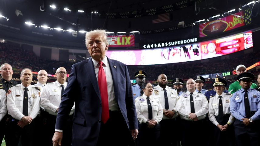 Donald Trump no Super Bowl (Foto: Jamie Squire/Getty Images)