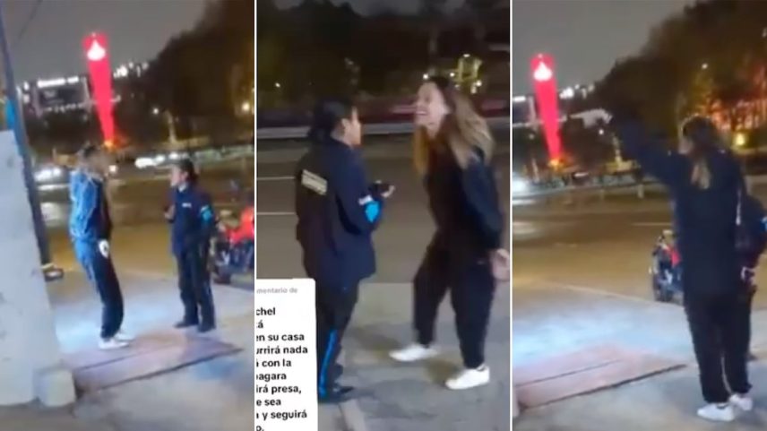 Ximena Pichel insultando uma guardia de segurança em capturas de um vídeo compartilhado nas redes sociais. (Foto: RR SS | Vídeo: RR SS)