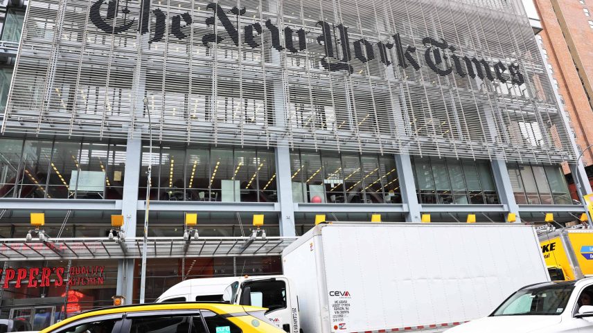 Sede do New York Times na cidade de Nova York, Estados Unidos (Foto: Michael M. Santiago/Getty Images via AFP)