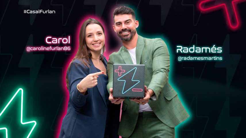 Radamés Furlan é jogador de futebol e Carol é judoca faixa preta e árbitra de judô (Foto: Record)