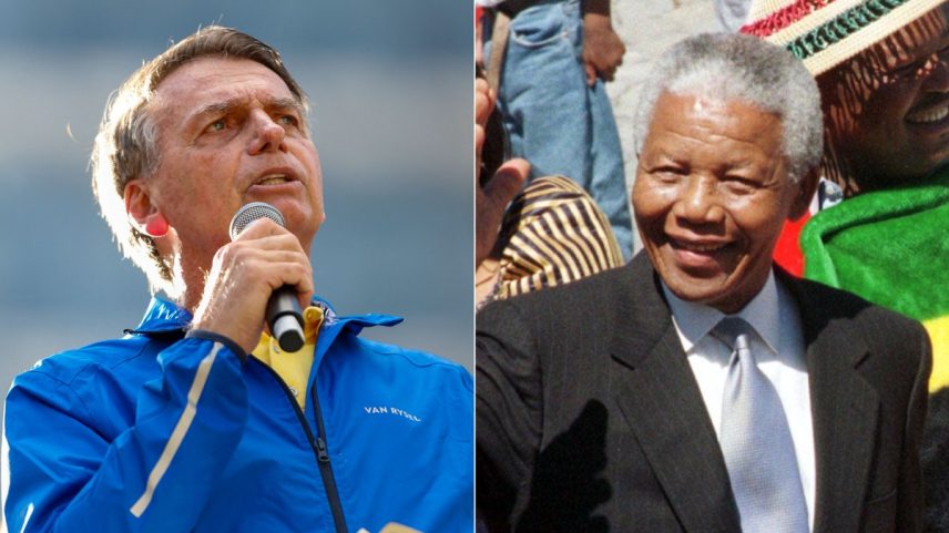 Jair Bolsonaro e Nelson Mandela — Foto: Fotos de O Globo e AP