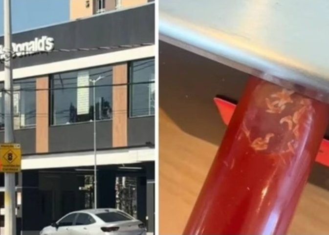 Cliente disse que larvas estavam no dispenser de ketchup da unidade; MC disse possuir 'procedimentos rígidos de higiene' (Foto: Reprodução)