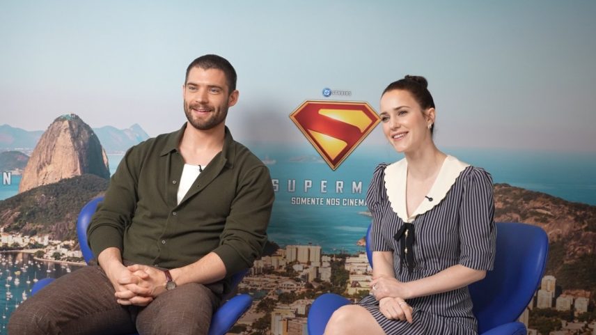 David Corenswet e Rachel Brosnahan em entrevista ao GLOBO sobre 'Superman' (Foto: Reprodução)