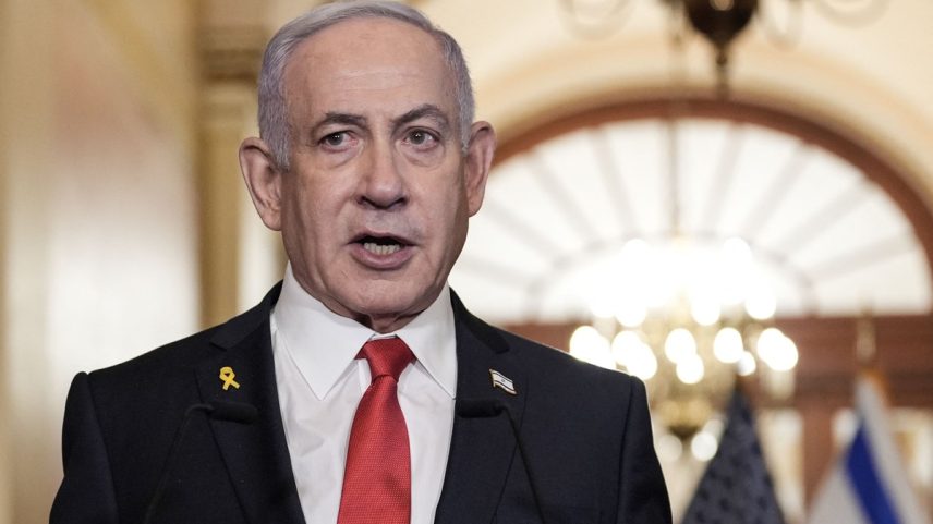 O premier de Israel, Benjamin Netanyahu, em viagem a Washington (Foto: Oliver Contreras/AFP)