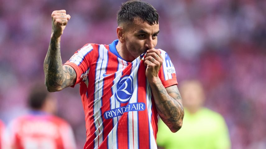 Ángel Correa celebra um gol com o Atlético de Madrid contra o Betis no mês passado. (Foto: Mateo Villalba/Getty Images)