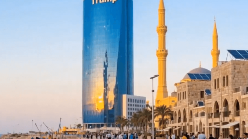 Vídeo divulgado por ministra israelense mostra "futuro de Gaza" com evacuação de palestinos e prédio de Donald Trump (Foto: Gila Gamliel/Redes sociais)