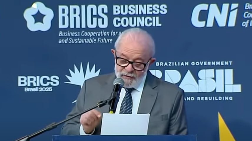 Lula no fórum empresarial do Brics (Foto: Reprodução)