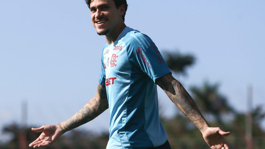 Pedro, atacante do Flamengo, em treino no Ninho do Urubu (Foto: Gilvan de Souza/Flamengo)