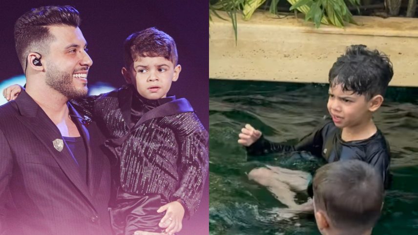 Murilo Huff e Leo, seu filho com Marília Mendonça — Foto: Van Campos/AgNews e Reprodução/Instagram