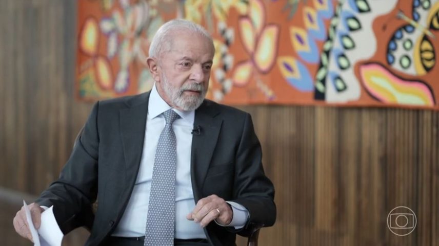 O presidente Lula fala ao JN sobre tarifas de Trump (Foto: Reprodução)