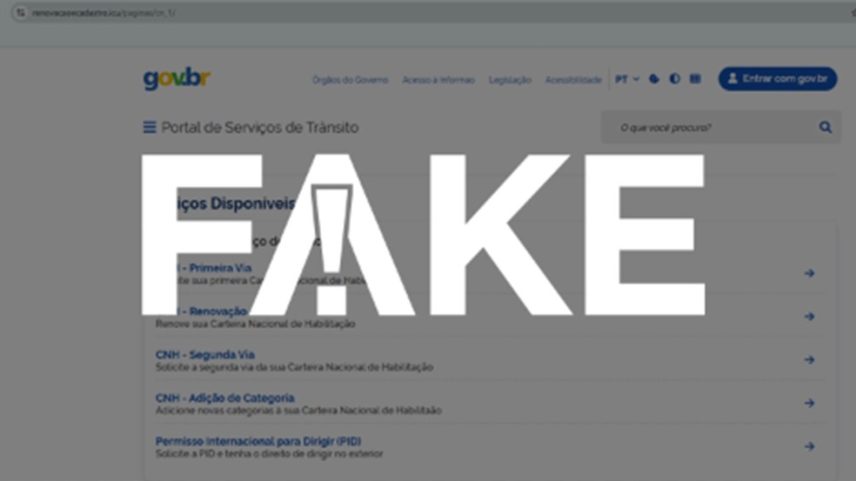 É #FAKE site que imita governo federal e oferece serviços de CNH a R$ 179 (Foto: Reprodução)