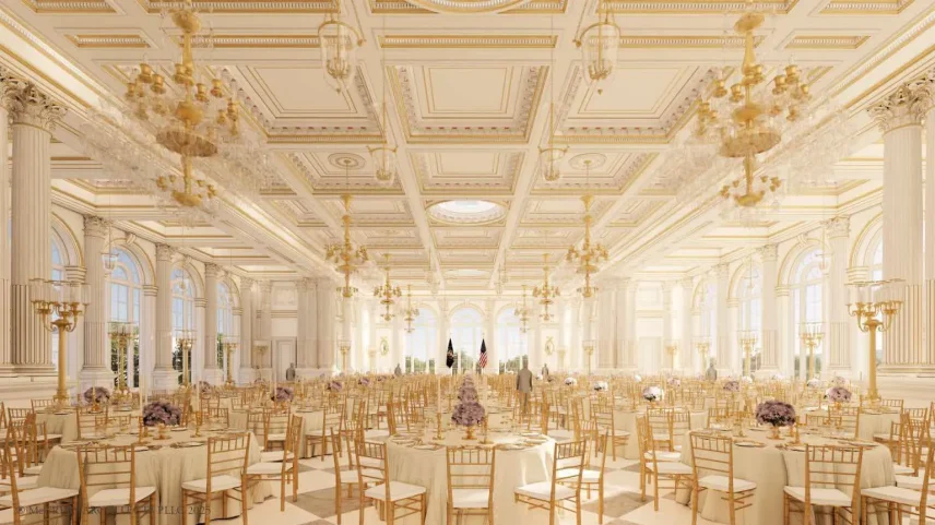 Uma renderização do novo salão de festas para 650 pessoas foi descrita como "muito necessária" pela Casa Branca. (Foto: White House)