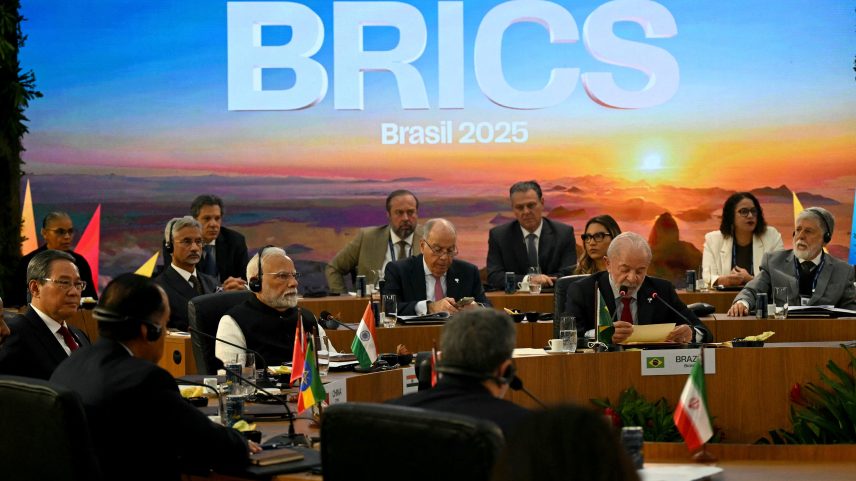 Reunião do Brics, no Rio de Janeiro, durante discurso do presidente Lula (Foto: Mauro Pimentel/AFP)