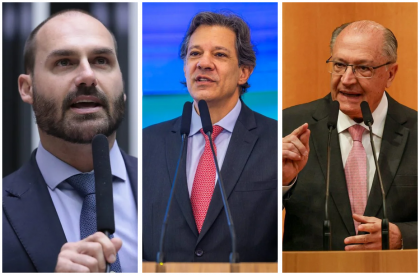 Eduardo Bolsonaro, Fernando Haddad e Geraldo Alckmin (Foto: Mário Agra/Câmara dos Deputados / Diogo Zacarias/MF / Antonio Cruz/Agência Brasil)