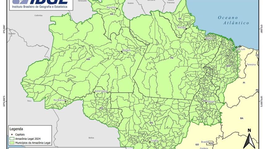 Mapa Amazônia Legal — Foto: Divulgação/IBGE