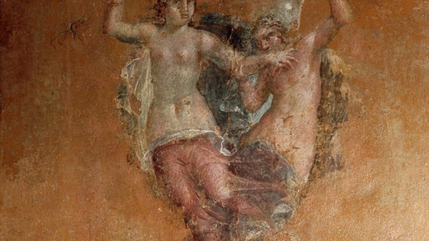 Uma cena do culto a Baco, deus do vinho e da fertilidade, em um fresco descoberto em Pompeia. (Foto: Werner Forman/Getty Images)