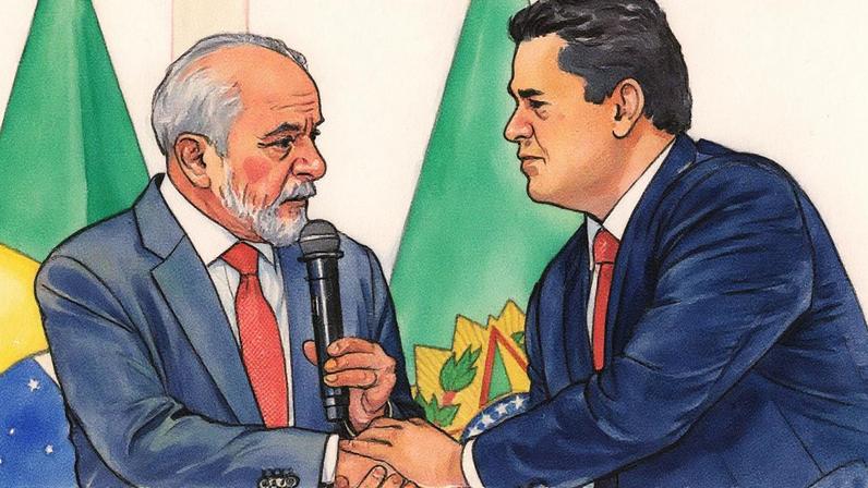 O presidente Lula com o presidente do Senado, Davi Alcolumbre - 03/02/2025 (Foto: EVARISTO SA/AFP)
