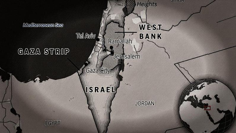 Mapa localizador de Israel e dos Territórios Palestinos. (Foto: AP Photo)