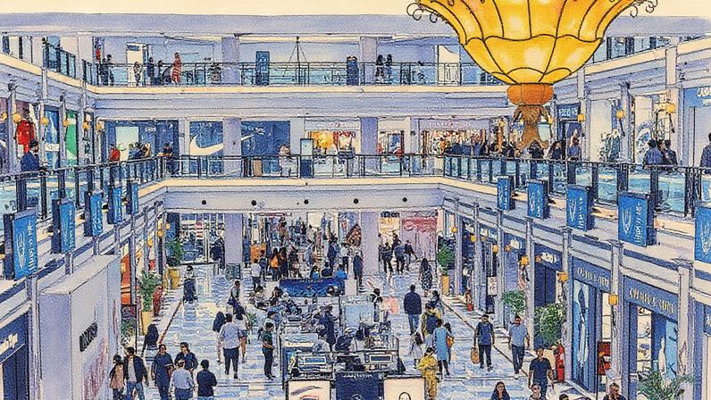 Compradores no shopping DLF Promenade em Nova Délhi, Índia, em 21 de outubro de 2023. À medida que o número de lares de classe média a alta aumenta, o mercado consumidor da Índia está posicionado para se tornar o terceiro maior do mundo até 2027, de acordo com estimativas da BMI. (Foto: Bloomberg | Bloomberg | Getty Images)