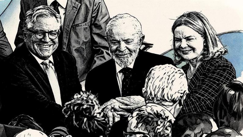 O presidente Lula (PT) e os ministros da Saúde, Alexandre Padilha (PT), e da Secretaria de Relações Institucionais, Gleisi Hoffmann (PT) (Foto: Adriano Machado - 10.mar.25/Reuters)
