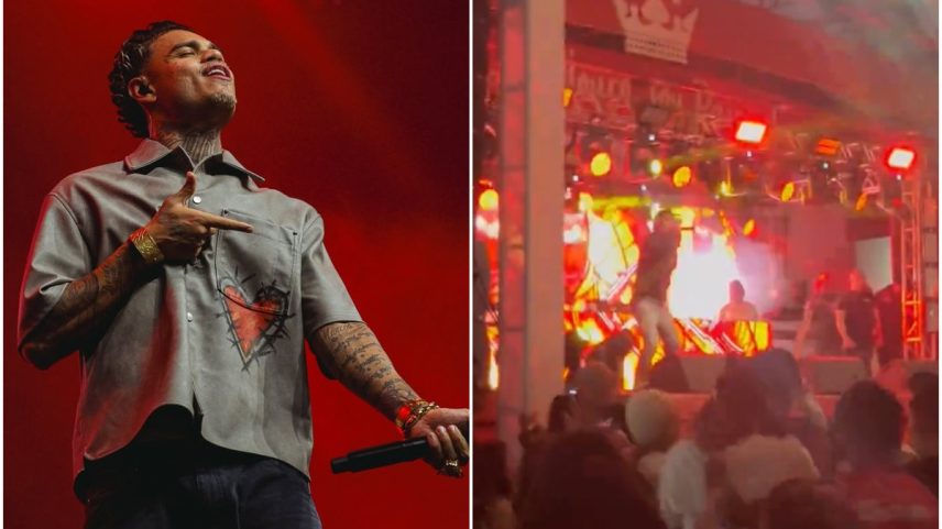 Vídeos mostram tumulto em show de MC Cabelinho na quadra da Viradouro, em Niterói (Foto: Reprodução / Instagram e X)