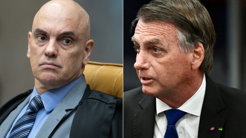Alexandre de Moraes e Jair Bolsonaro: pressões (Foto: Fotos de Brenno Carvalho/O Globo e Evaristo Sá/AFP)
