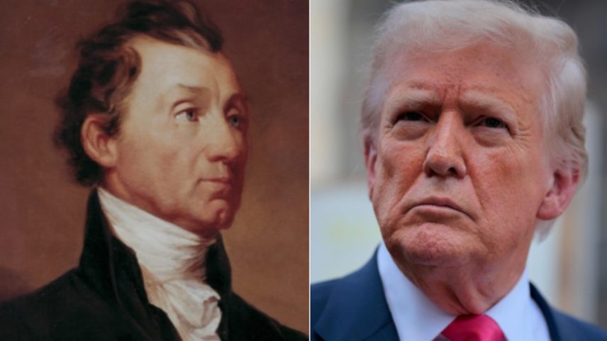 O ex-presidente americano James Monroe (1817 a 1825) e o atual, Donald Trump — Foto: Arquivo