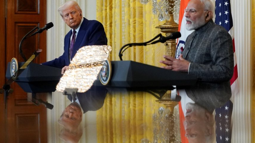 Presidente dos EUA, Donald Trump, e primeiro-ministro da Índia, Narendra Modi, durante entrevista coletiva na Casa Branca (Foto: REUTERS/Nathan Howard)