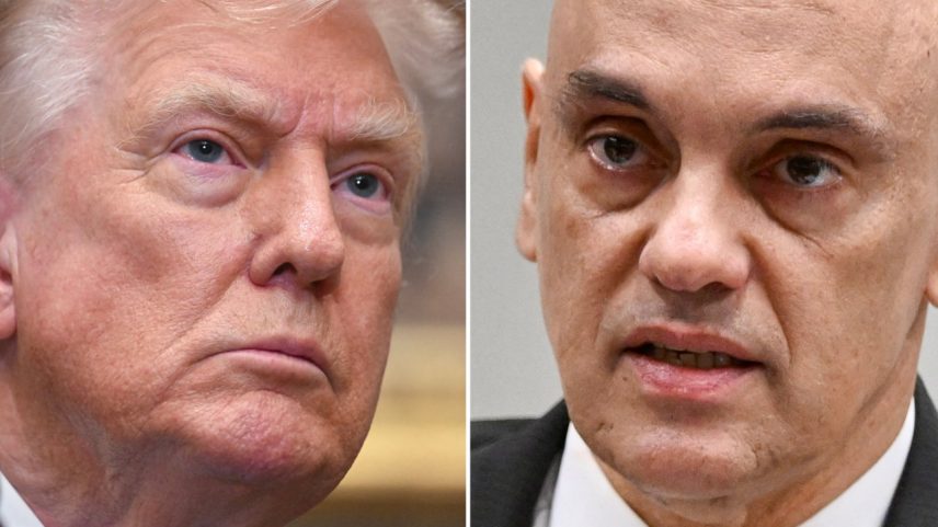 Donald Trump e Alexandre de Moraes (Foto: Evaristo SA/AFP)
