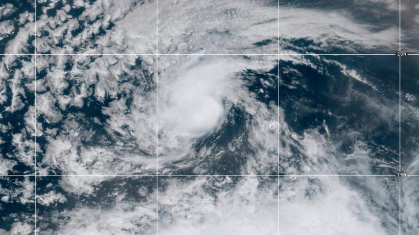 Tormenta tropical 'Erin' em 12 de agosto de 2025. (Foto: AP)