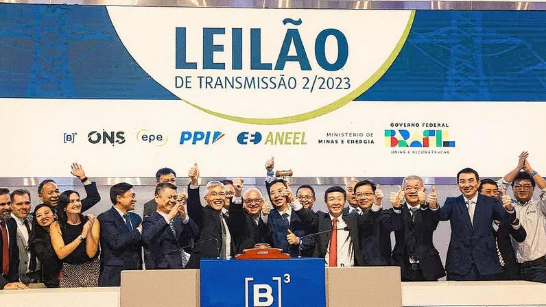 Chineses da State Grid na B3 arremataram sozinhos o lote 1, o maior dos três blocos licitados de linhas de transmissão (Foto: Divulgaçao B3)