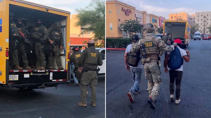 Redada realizada por agentes federais, em Los Angeles, no dia 6 de agosto. (Foto: RR.SS)
