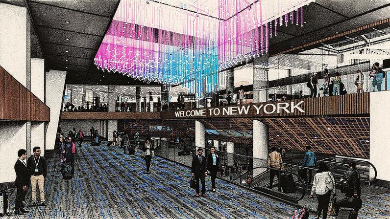 Renderização do Corredor de Chegadas do Terminal 6 do JFK. (Foto: Port Authority of New York and New Jersey e JFK Millennium Partners)