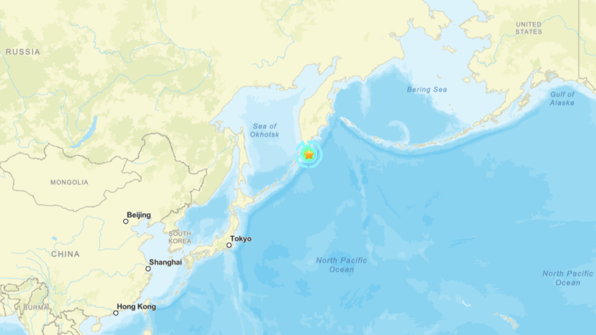 Epicentro do terremoto no Leste da Rússia registrado neste domingo (Foto: USGS/Reprodução)