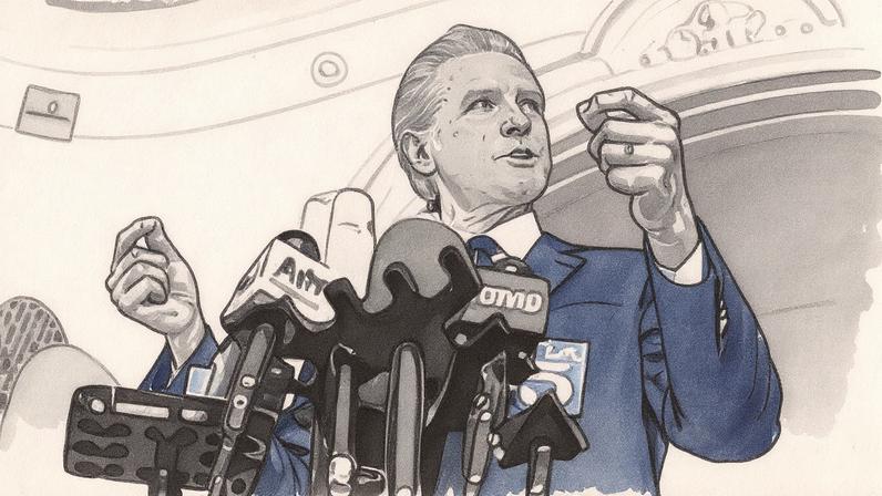 O governador da Califórnia, Gavin Newsom, anuncia uma votação para modificar o mapa eleitoral da Califórnia. (Foto: CONTACTO via Europa Press)