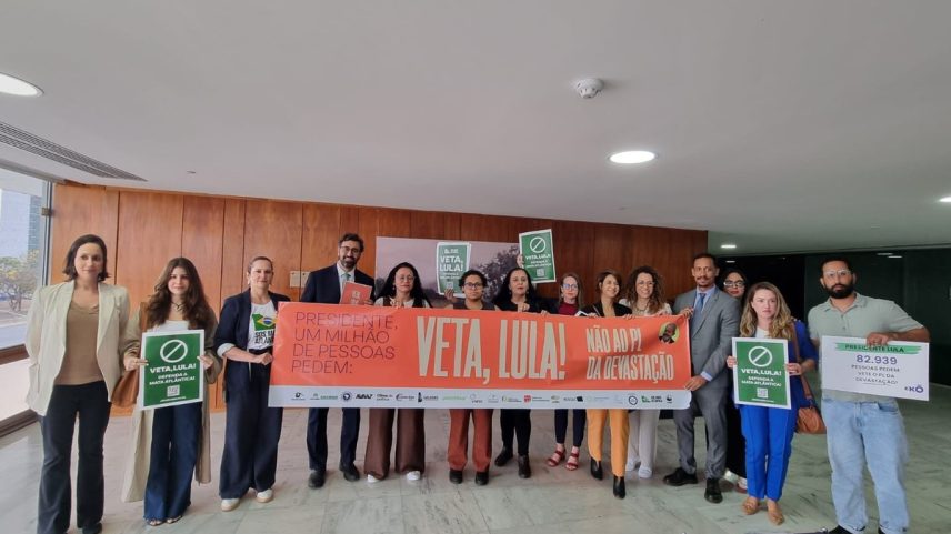 Entidades entregam o abaixo-assinado no Palácio do Planalto — Foto: Divulgação