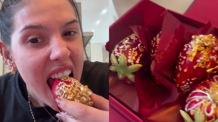 Ana Castela prova morango do amor viral entre os famosos (Foto: Reprodução/Instagram)