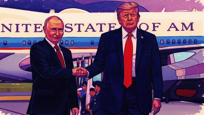 Trump e Putin se cumprimentam em Anchorage, Alasca (Foto: Sputnik/Gavriil Grigorov/Pool via REUTERS)