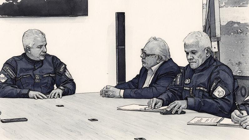 Reunião entre a PM e o Rio Ônibus sobre a violência contra coletivos no Rio (Foto: Felipe Grinberg)