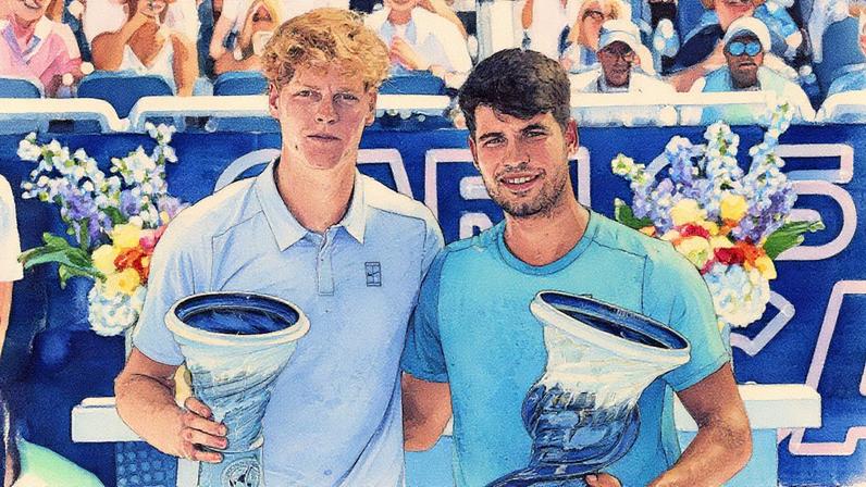 Jannik Sinner e Carlos Alcaraz. (Foto: Matthew Stockman/MATTHEW STOCKMAN)