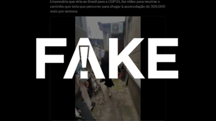 É #FAKE que vídeo mostre trajeto de empresária para chegar em acomodação da COP30 em Belém (Foto: Reprodução)