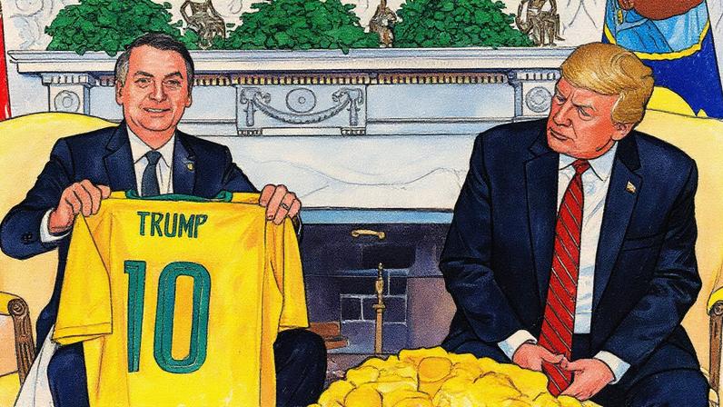 O ex-capitão disse a Trump "Eu te amo". (Foto: Jorge Araujo/Folhapress)