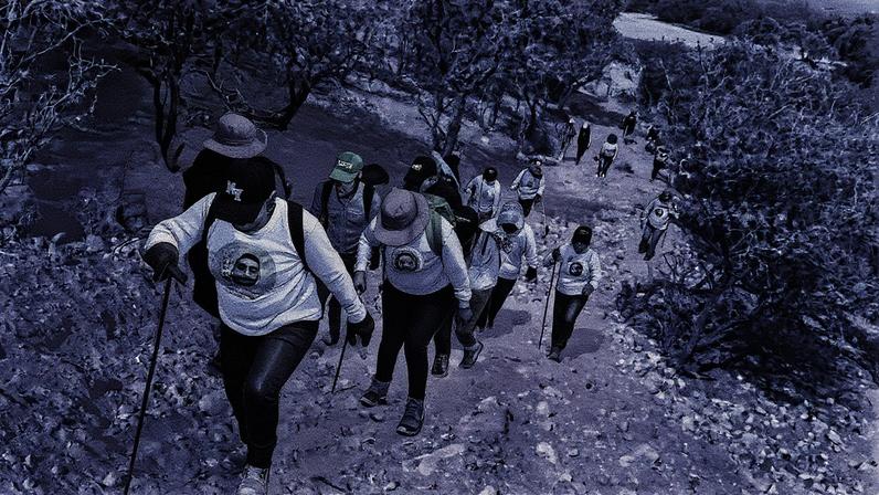 Brigada de busca de pessoas em ação em Zacatecas, no dia 31 de março (Foto: Reprodução)