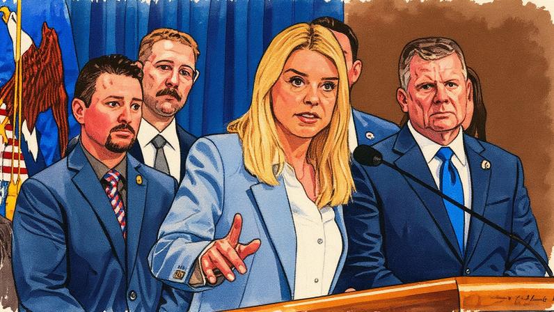 A procuradora-geral dos Estados Unidos, Pam Bondi, durante uma entrevista com a Fox News. (Foto: Fox News Via Reuters)
