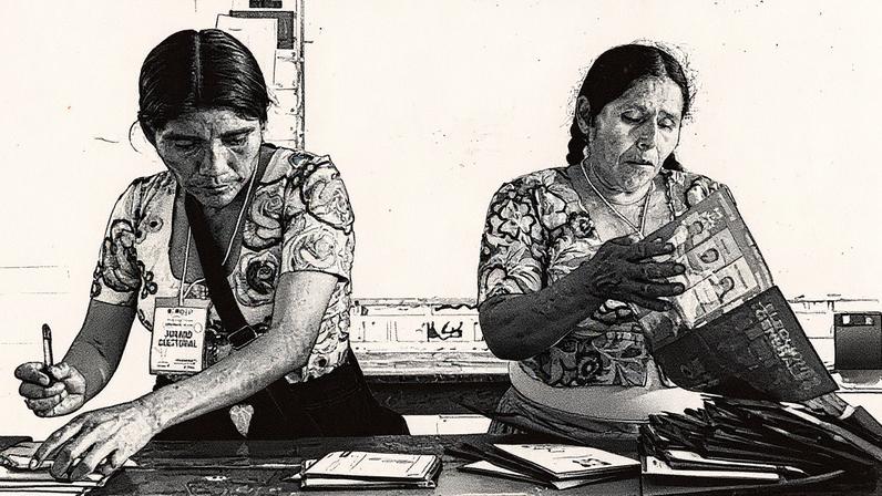 Funcionárias eleitorais contam os votos na Bolívia, em 17 de agosto de 2025. (Foto: Jorge Saenz/AP)