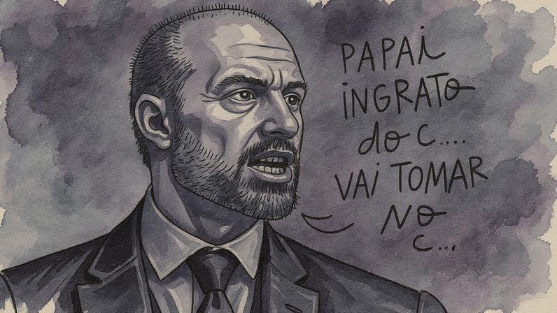 Ilustração de Luiza Pannunzio para coluna de Ricardo Araújo Pereira de 24 de agosto de 2025 (Foto: Luiza Pannunzio/Folhapress)