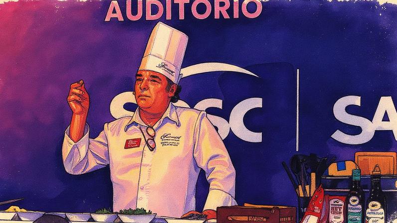 Chef Jerôme Dardillac apresenta uma palestra no auditório Sesc | Senac (Foto: Reprodução)